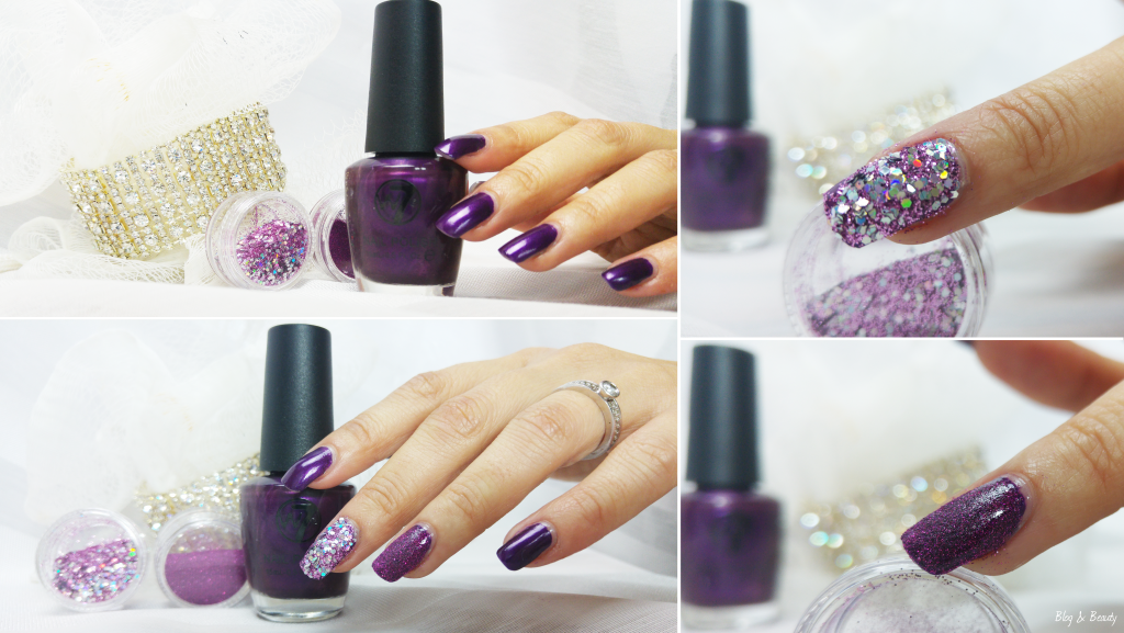 W7 Nail Bling Purple Point Swatches Collage